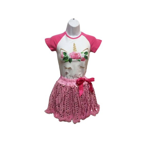 Unicorn Girls Pink and white set L SKU12 - Picture 1 of 2